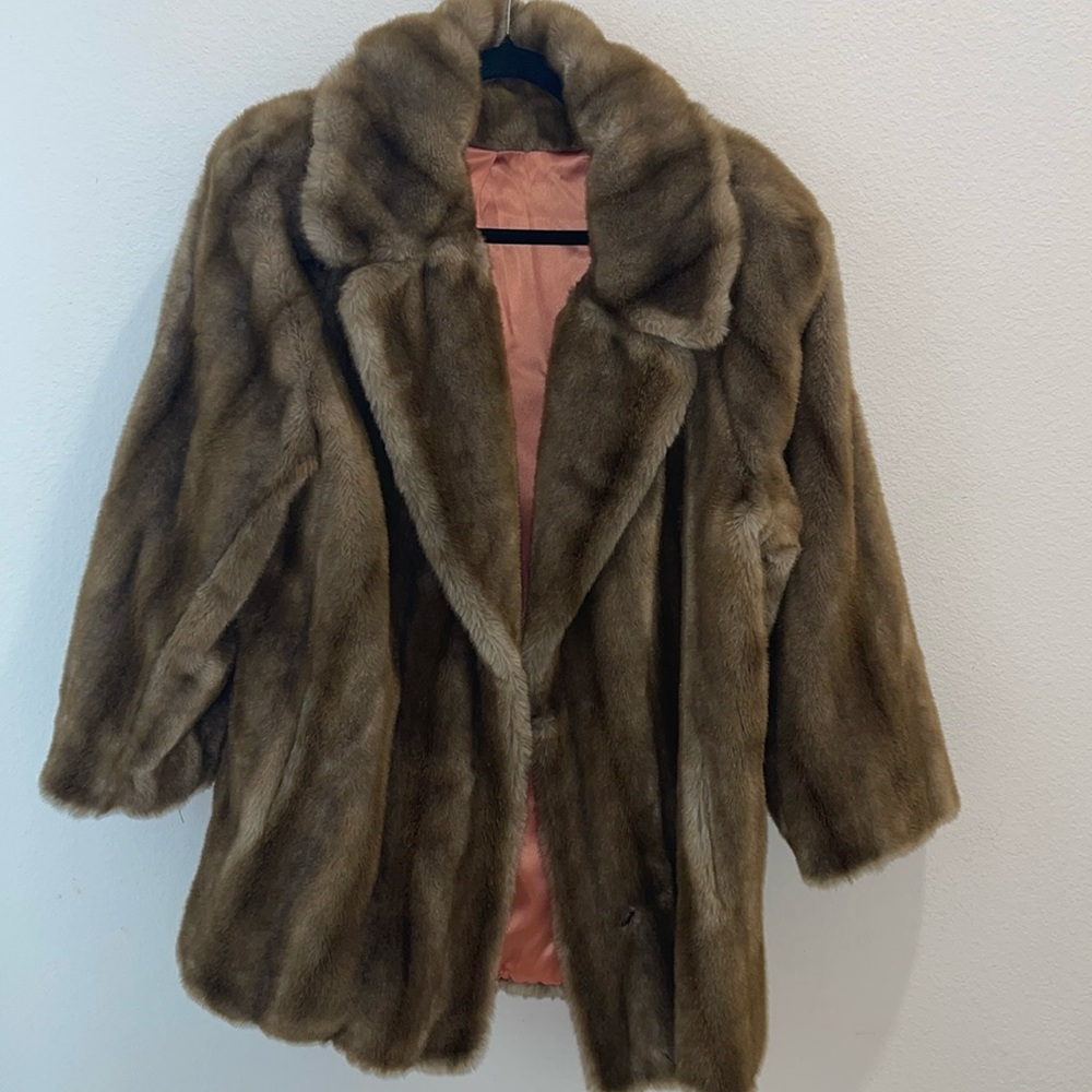 Luxurious Brown Faux Fur Coat
